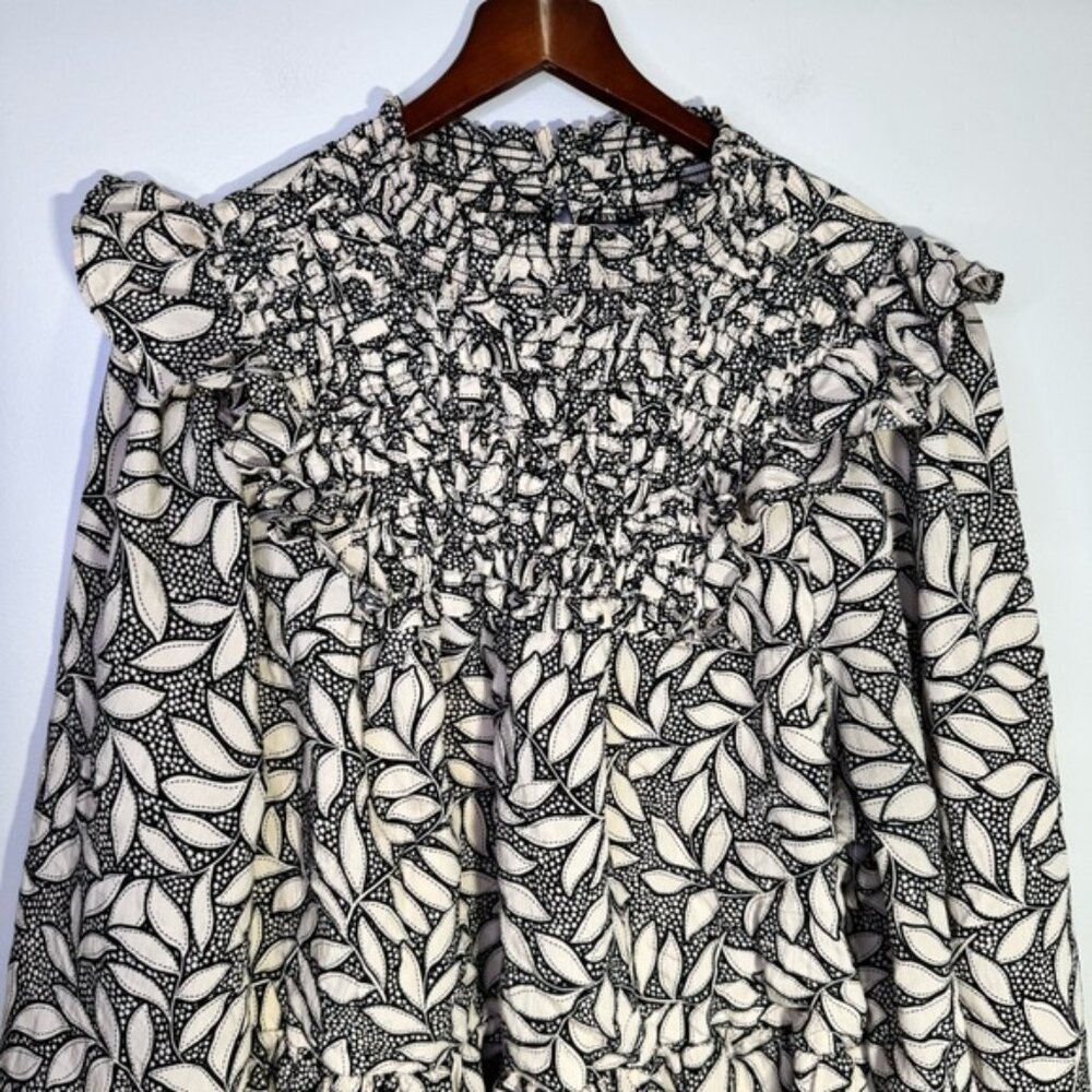 By Anthropologie Long-Sleeve Printed Smocked Mini Dress Size 3x - Picture 5 of 14